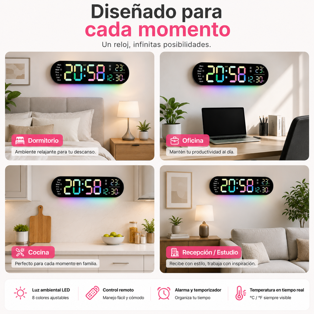 🕒 Termaro™ | Reloj LED Inteligente de Pared