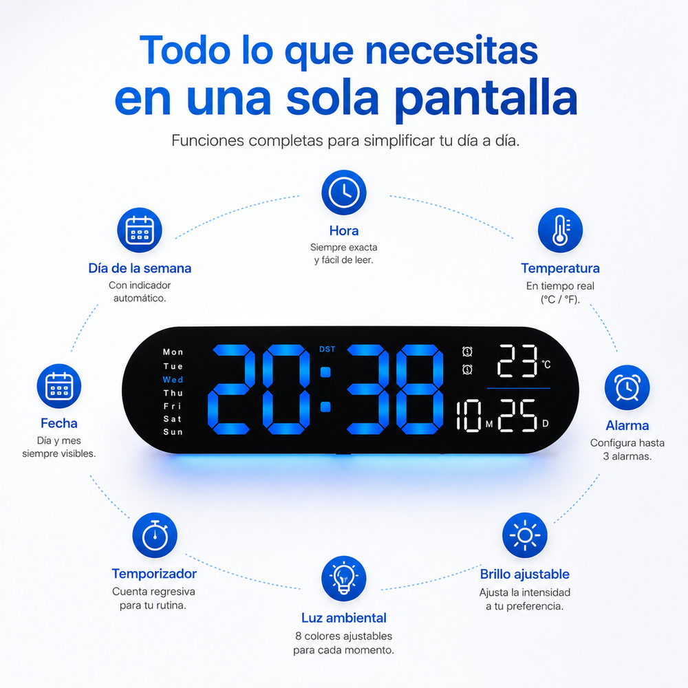 🕒 Termaro™ | Reloj LED Inteligente de Pared