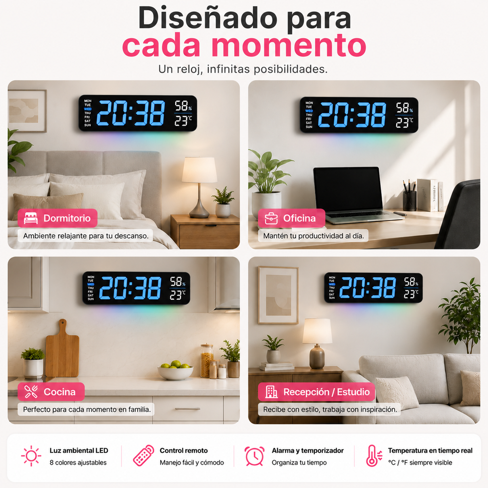 🕒Termaro™ | Reloj LED Inteligente de Pared