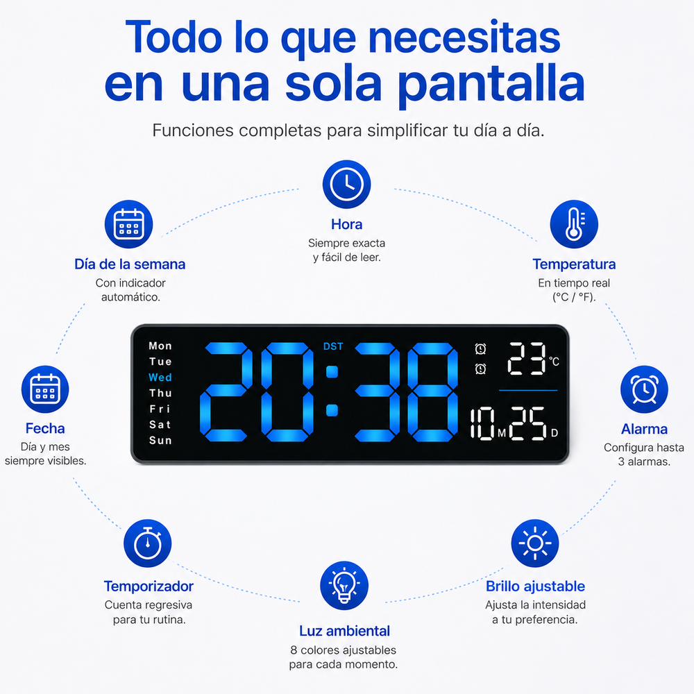 🕒Termaro™ | Reloj LED Inteligente de Pared