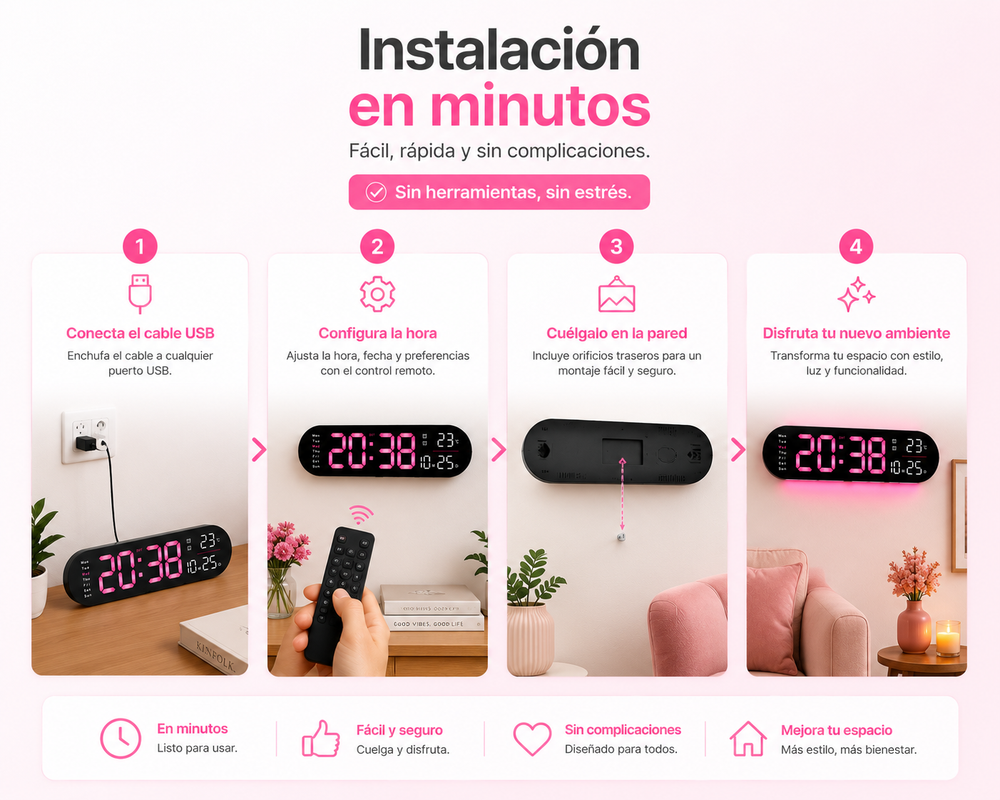 🕒 Termaro™ | Reloj LED Inteligente de Pared